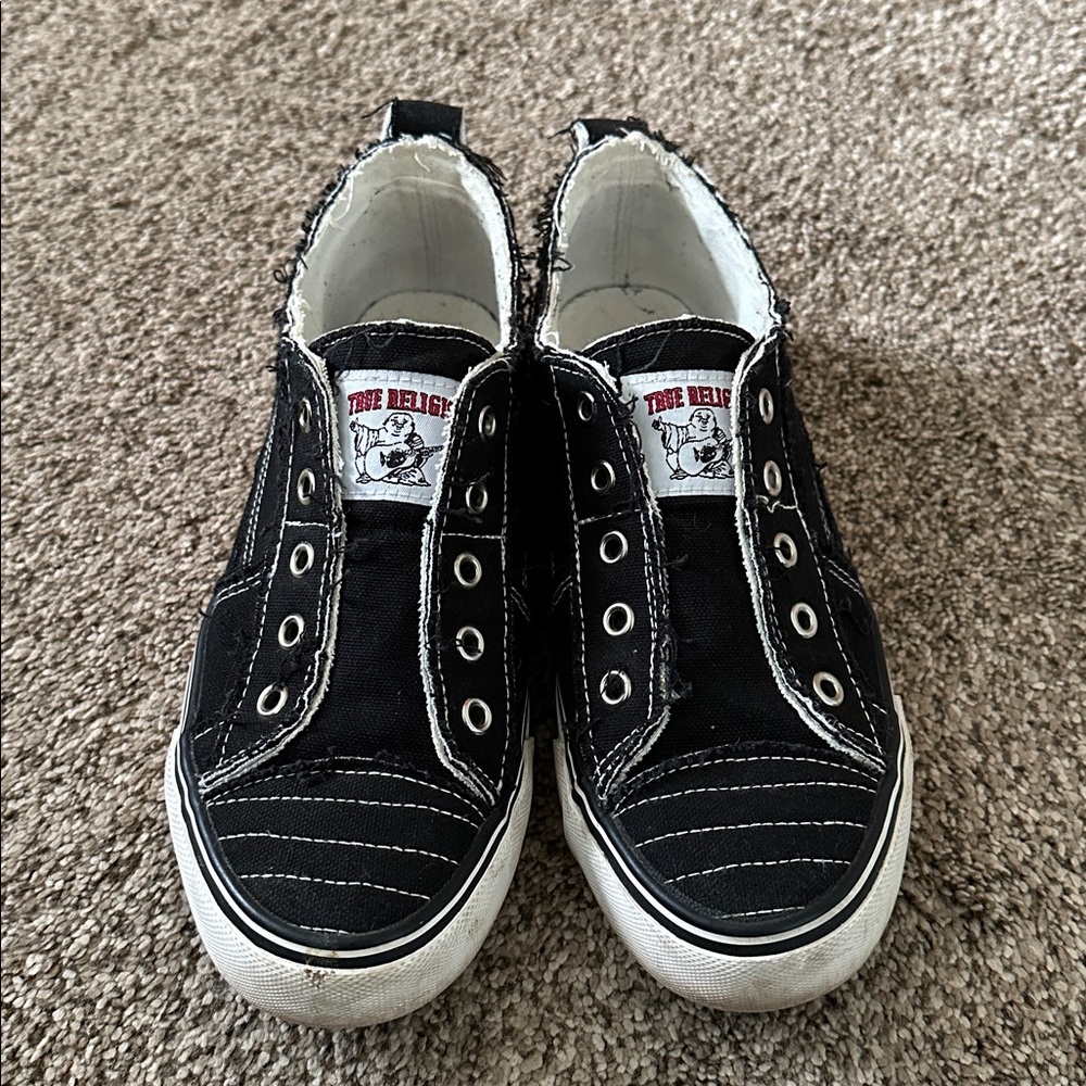 Black Canvas Slip-On Sneakers